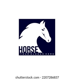 Horse logo design in square shape. Horse symbol isolated on white background. creative design in minimalist. vector eps10