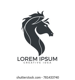 Horse logo design. Stylish graphic template design for company farm race. 
