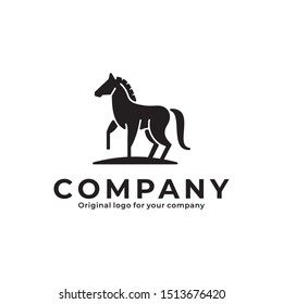Horse logo design template. Creative Animal logo inspiration. Can be used as symbols, brand identity, company logo, icons, or others. Color and text can be changed according to your need.