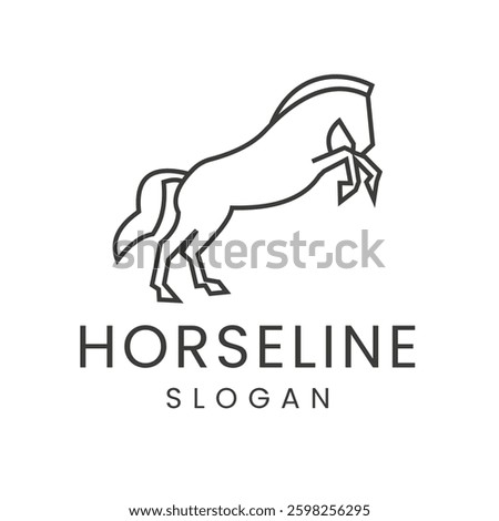 Horse Logo design template with Modern and Minimalist Linear Style. suitable for Farm Brands, Horse Clubs, equestrian businesses and horse related businesses.