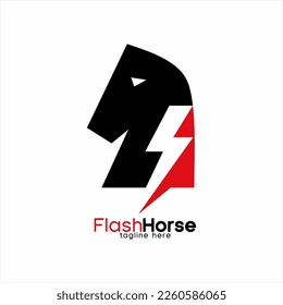 Horse logo design with thunderbolt symbol.
