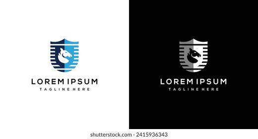 Horse Logo design vector. Logotype icon Silhouette of a horse inside a shield