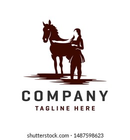 Horse logo design with women