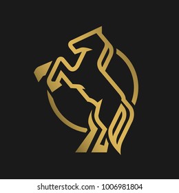 Horse logo, emblem on a dark background.