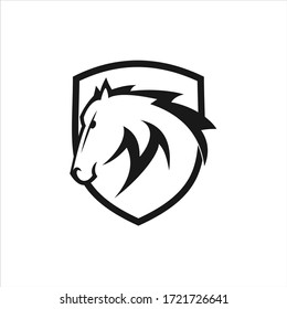 Horse logo emblem template mascot symbol. Vector Vintage Design Element.