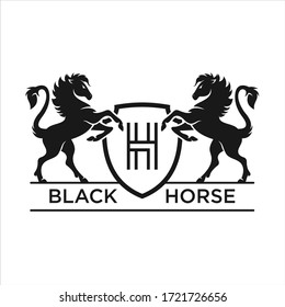 Horse logo emblem template mascot symbol. Vector Vintage Design Element.