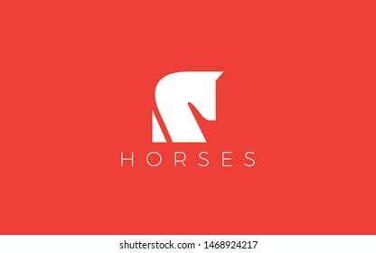 Horse logo formed with simple and modern shape in orange background