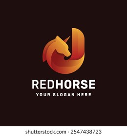 Horse logo gradient colorful vector icon illustration