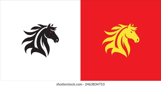 Horse Logo, horse head logo flat style, black white horse logo