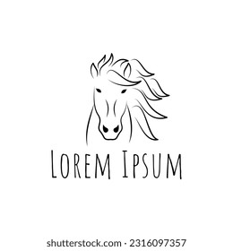 horse logo head minimalist logo vector line outline icon illustration