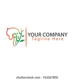 Horse logo - Head and plant.  illustration in vector format.