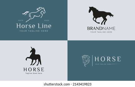 Horse logo icon linear style. Vector logo design Templates