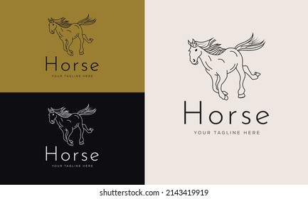 Horse logo icon linear style. Vector logo design Templates