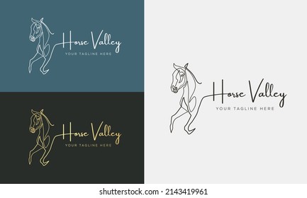 Horse logo icon linear style. Vector logo design Templates