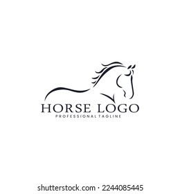 horse logo icon minimal concept vector design template.