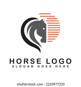 vector de ilustración de logotipo de caballo en estilo plano. icono de cabeza de caballo