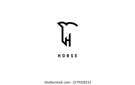 Horse Logo with Letter H. Usable for Business and Branding Company Logos. Flat Vector Logo Design Template Element.