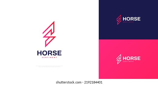 Horse Logo with Letter S Concept. Initial S Logo with Horse Shape in Colorful Gradient Concept