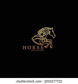 horse logo made with gold colored lines