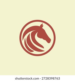Logotipo del caballo con forma geométrica moderna con un círculo que lo rodea que está diseñado en estilo plano