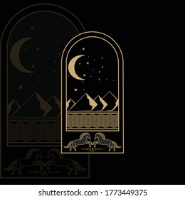 horse logo with a new background and black color