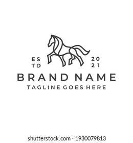 Horse logo outline vector, Monoline icon. Line art download
