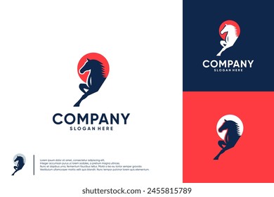 horse logo, ranch, stallion emblem, logo design illustration.