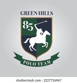 horse logo with rider, shield