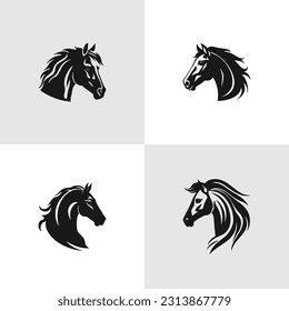 Horse Logo Set. Stallion Premium Vector Design Illustration