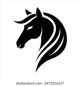 Una Ilustración vectorial de silueta con logotipo de caballo