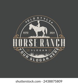 Horse logo simple illustration horse ranch template western country cowboy retro vintage silhouette design