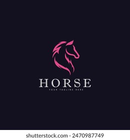El logotipo del caballo con un diseño simple y moderno hace que el diseño sea elegante y elegante
