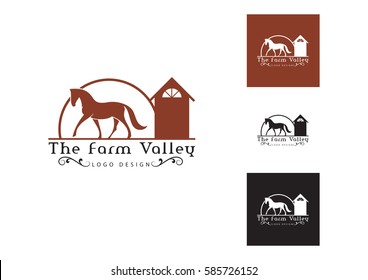 Horse  Logo. Stable, Farm,Valley,Company, Race Logo Design.