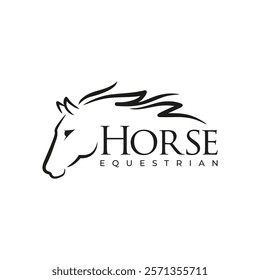 Horse logo. Stallion emblem. Wild mustang rearing icon. Luxury equine estate brand identity. Gold equestrian label design. Vector illustration.