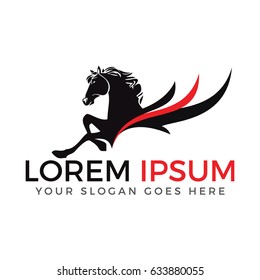 Horse logo. Stallion horse race logo. 