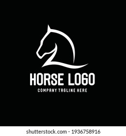 horse logo symbol of hard work and good luck fengshui energy in an elegant style suitable for company logo. Black and white color elements in modern style.