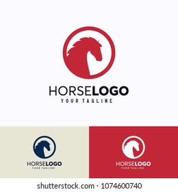 Horse Logo Template Design. Creative Vector Emblem, for Icon or Design Concept.