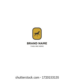 Diseño de la plantilla de logotipo de caballo en la ilustración de vectores y en el logotipo