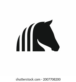 Horse logo template. Horse head. Equestrian sports. Vector illustration isolated on white background. Silhouette horse. Derbi. Equestrian Events. Logotype