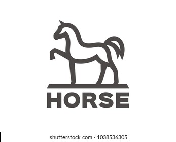 Horse logo template, linear style. Vector format, available for editing. Black and white version on white background.