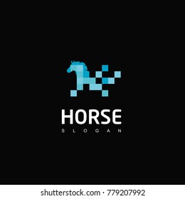 Horse Logo Template, Pixel Design