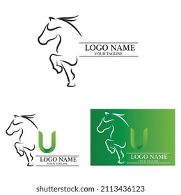 Modelo de plantilla de logotipo de caballo Diseño de ilustraciones de iconos de vectores