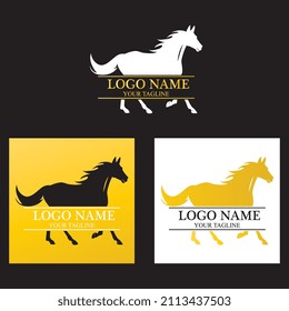 Modelo de plantilla de logotipo de caballo Diseño de ilustraciones de iconos de vectores