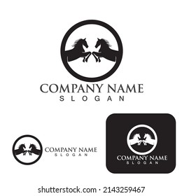 Modelo de plantilla de logotipo de caballo Diseño de ilustraciones de iconos de vectores