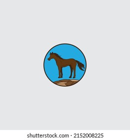 Modelo de plantilla de logotipo de caballo Diseño de ilustraciones de iconos de vectores