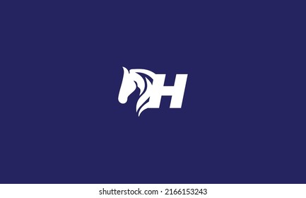 Horse Logo Template Vector icon illustration design,concept of horse head with letter h