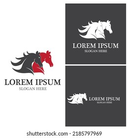 Modelo de plantilla de logotipo de caballo Diseño de ilustraciones de iconos de vectores