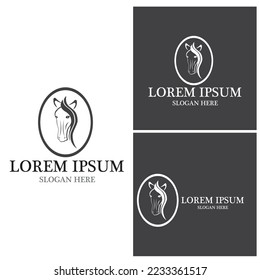 Modelo de plantilla de logotipo de caballo Diseño de ilustraciones de iconos de vectores