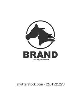 horse logo vector design black and white silhouette simple luxury elegant