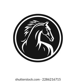 horse logo vector editable, monochrome simple elegant